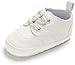 LACOFIA Scarpine Primi Passi Bimbo morbide Scarpe Stringate con Suola Morbida da Neonato Bianco 6-12 Mesi