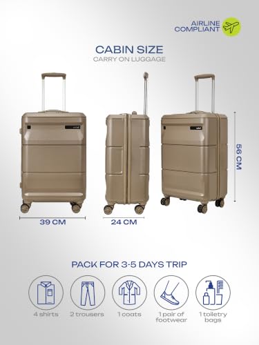 Image of Safari Cosmic Cabin 8 Wheels 55cm Carry on Trolley Bag Hard Case Polycarbonate 360 Degree Wheeling System Luggage, Anti-Theft Zipper, Trolley Bags for Travel, Suitcase for Travel, Fossil