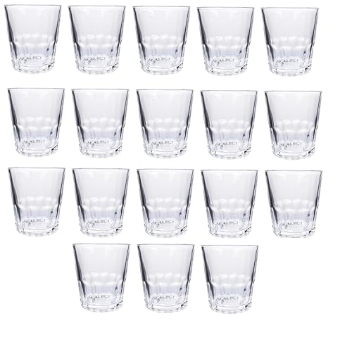 pcmoviles – Set de 18 Vasos Lucia de 120 ml – Vasos de Cristal para Café, Cortado, carajillo, Espresso y Bebidas Calientes – Diseño Transparente y Resistente