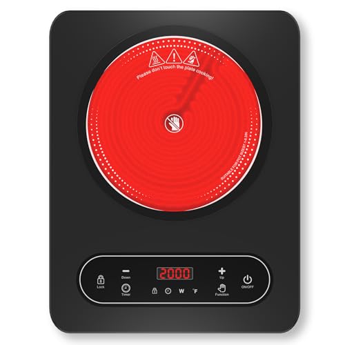 VBGK Double Electric Hob 3520W, Double Ceramic Hob, 220V Built-in and Countertop Stove Top, Child Lock, Touch Control, 9 Power Levels