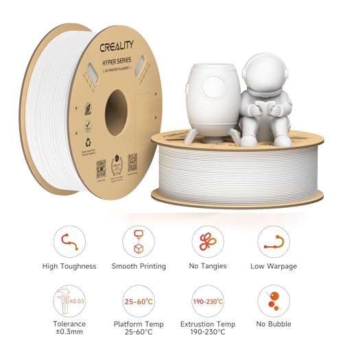 Image of Creality 3D Printer Filament PLA 1.75mm 2KG, Creality Official Hyper PLA Filament,2Pcs 2.2lb /1kg, 600mm /s Designed for High-Speed 3D Printing (White)