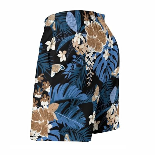 Sunflowers Leo Pattern Mens Swim Trunks,3