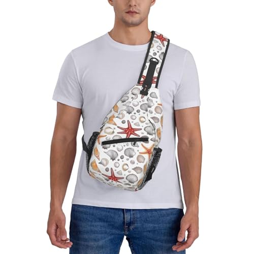 Mochila crossbody con estampado de estrella de mar para senderismo miniatura 7