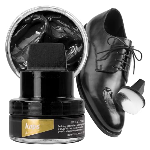 Kaps Crema para Zapatos con Aplicador de Esponja, Cuidado Intensivo y Nutritivo del Cuero, Delicate, 70 Colores (118 - negro)