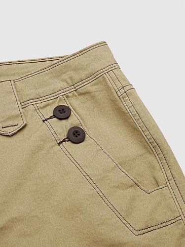 Flamingals Straight Leg Mid Waist Solid Buttoned Pocket Casual Pants for Women4