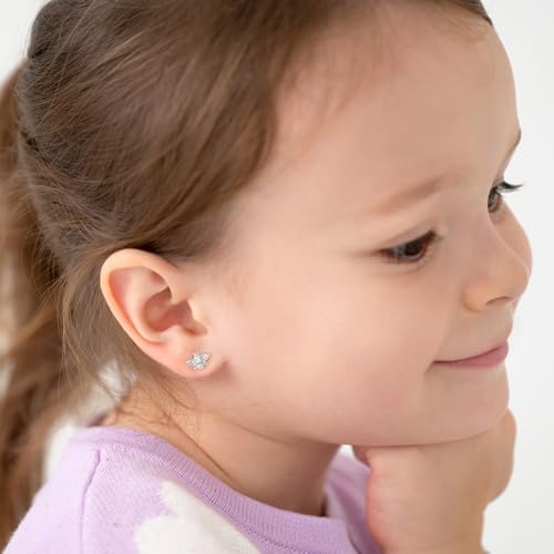 925 Sterling Silver Polished Honey Bee Earrings With Clear Cubic Zirconia Stones For Little Girls - Small Bee Shaped Earrings For Young Preteen Girls - Bug Earrings For Nature Lovers2