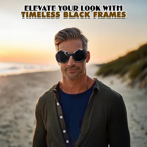 Vaulted Skulls & Co Vintage 1960's Black Mod Sunglasses | Clout Goggles | Classic Retro Oval Shades | Unisex Lightweight Fashion Eyewear Sunglasses | Black | Standard3