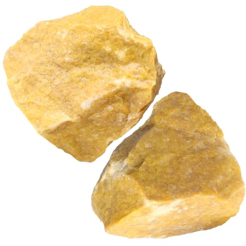 Image of 2Pcs Yellow Aventurine 1.8-2.2 inch Large Natural Raw Crystals Healing Crystal Yellow Aventurine Stones Rough Rocks for Wrapping Gifts Decoration Cabbing DIY Wicca Reiki Wire Polishing Rock