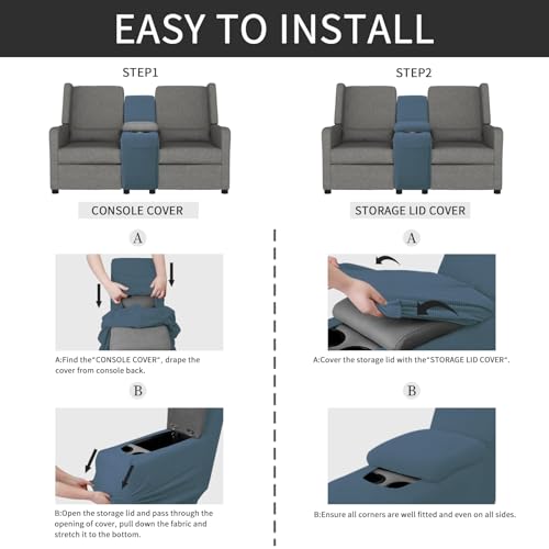 image for Easy-Going 2-Piece Recliner Console Cover for Reclining Loveseat Cover
