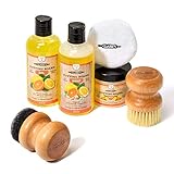 CLARK'S Complete Cutting Board Care Kit - Cutting Board Oil (12oz) - Soap (12oz) - Finish Wax (6oz) - Applicator - Scrub Brush - Finishing Pad - Orange & Lemon Scented