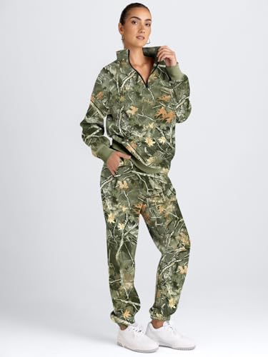 Image of AUTOMET Women's Sweatsuits 2 Piece Outfits Lounge Sets | Cozy Airport Outfits,Casual Sweat Sets for Fall and Winter,Half Zip Pullover and Baggy Sweatpants with Pockets