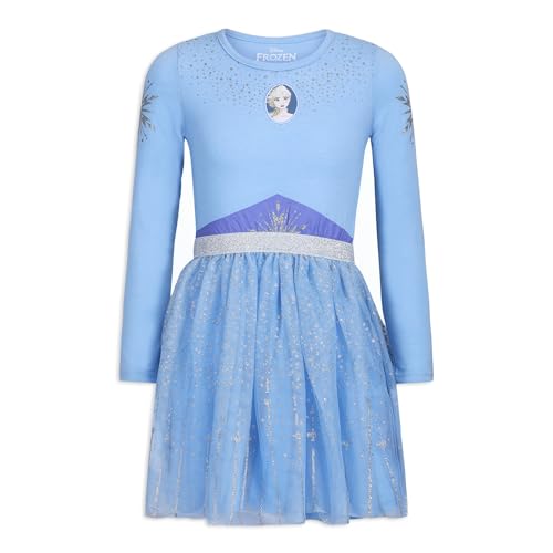 Disney Frozen Elsa and Anna Girls Tutu Long Sleeve Dress for Toddler and Little Kids