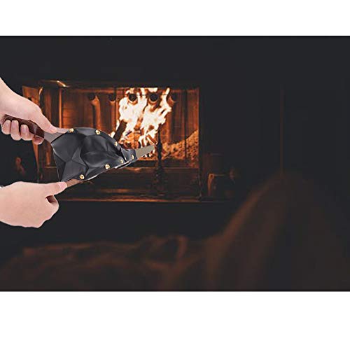 PETIT MANON Fireplace Bellows 12"x 5" Wood Fire Air Bellows with Cast Nozzle, Hanging Strap for Fireplace Wood Stove Grill Chimney Indoor Outdoor Cooking Camping BBQ Grill Chimney(1 Pcs, Brown)