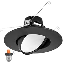 Maxxima 5 in. and 6 in. Rotatable LED Retrofit Downlight Gimbal, 1150 Lumens, 11 Watts, 5 CCT 2700K/3000K/3500K/4000K/5000K, Dimmable, Aluminum Black Trim