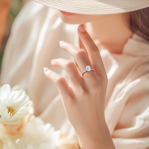 3CT Oval Cut Moissanite Engagement Rings For Women Lab Diamond Wedding Band 925 Sterling Silver Solitaire 18K Gold Plated Promise Rings For Her D Color VVS1 Anniversary Ring Size 4-114