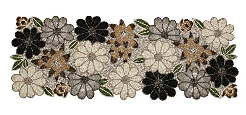 Floral Handmade Decorative Beaded Table Runner - Perfect For Christmas Easter Fall Harvest Autumn Thanksgiving Bridal Shower Table Décor - Handmade By Skilled Artisans- 13X36 - Brown Combo #TOP6