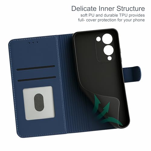 Image of AIBEX Shock Proof Flip Compatible for Motorola G45 5G / Motorola G34 5G Flip Cover Leather Finish | Inside TPU with Card Pockets | Wallet Stand | Complete Protection Flip Case - Blue