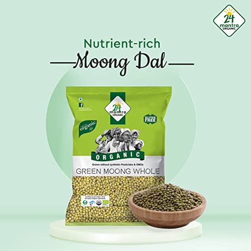 Image of 24 Mantra Organic - Green Moong Whole /sabut /saboot, 1kg (Pack of 5)