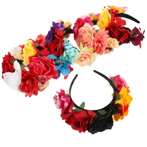 Serrage-têtes vintage à fleurs de Halloween : lot de 6 couronnes multicolores pour cosplay