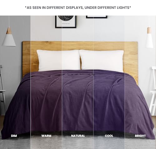 Image of Utopia Bedding 100% Cotton Thermal Blanket Plum Twin Size Soft, Lightweight, Breathable, Cozy Spring and Summer Blanket for Couch and Sofa, Home Room Decor Gifts for Women and Men (90x72 Inches)