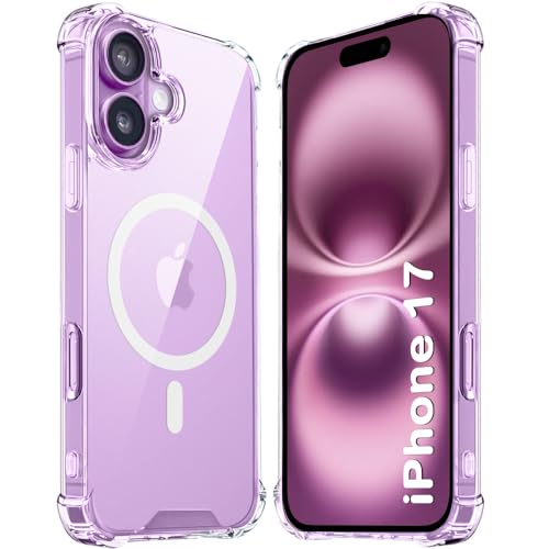 Image of TheGiftKart Shockproof Ultra-Hybrid Back Cover Case for iPhone 17 Compatible with MagSafe | 360 Protection | Crystal Clear Hard Back Cover Case for iPhone 17 (PC & TPU, Transparent Bumper)