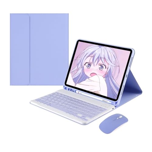 Luopan Detachable Keyboard with Pen Slot, Magnetic Leather Protective Case Suitable for iPad Air 13-inch 2024(Purple+keyboard+mo