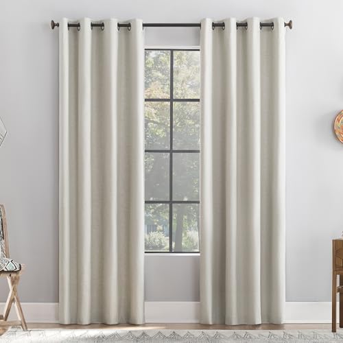 Archaeo Textured Linen Blend Grommet Top Curtain, 50" x 96", White