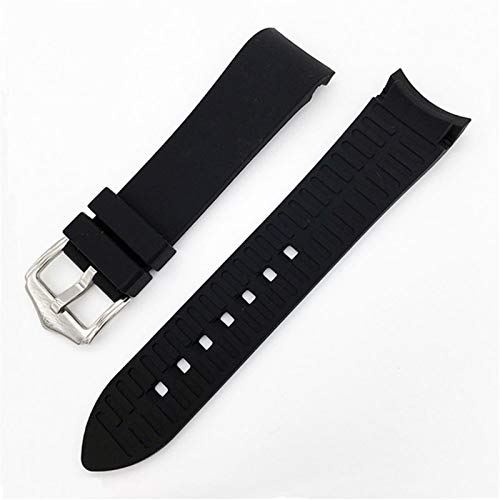 MGHN Watch Band Silikon 18mm 20mm 22mm 19mm 21mm 24mm Weiche Silikon Universal Gummi Gebogene Ellenbogen Sportgurt Armband Armband (Band Color : Schwarz, Band Width : 24mm) Cover