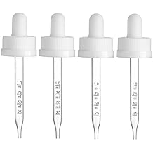 Comfort Axis Calibrated Glass Eye Dropper Caps for 1 oz/ 30 ml Bottle, White, 20-400 Neck Finish 4 Pack