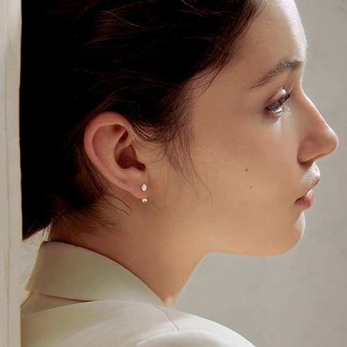 Gacimy Huggie Half Hoop Earrings for Women with Ball Screw Back, 1/2 Inches Small Gold Hoop Earrings4