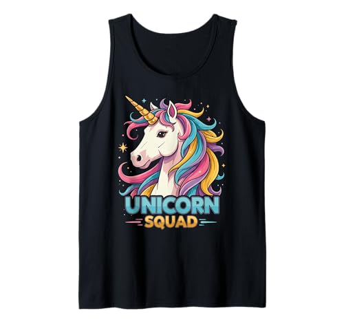 Unicorn Squad Rainbow Cute Girls Birthday Party Camiseta sin Mangas