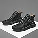 Vintage Hiking Boots Men Waterproof Leather Slip on Walking Shoes Tactical Ankle Boots Comfortable Casual High Top Sneakers Dress Work Shoes Fashion Sneakers Black