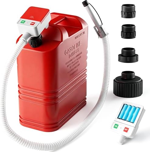 Kraftstoff Umfüllpumpe mit Auto-Stopp-Sensor, Elektrische Benzinpumpe mit 4 Größen-Adapter, Multifunktions Dieselpumpe Kraftstoffpumpe für Kanister Benzin, Öl, Traktor, Generator,