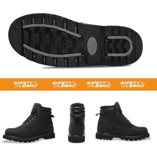 Steel Toe Work Boots for Men, 6-Inch Non Slip Comfortable Leather Waterproof Industrial Construction Safety Workboots3
