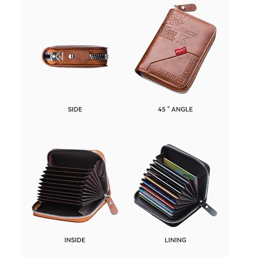 Mens Wallet Zipper RFID Bifold Wallet with Multifunction Card Slots,Black4