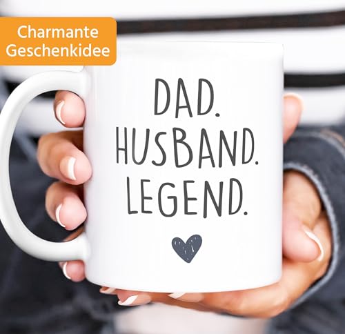 Moonworks® Koffiemok Mom Wife Boss Dad Husband Legend geschenk mama papa vader wit keramische mok - Afbeelding 3