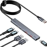 Aceele USB ハブ10Gbps 4ポート拡張USB 3.2 Gen 2 ハブ120cm ケーブル付き 2xUSB-A ポートと 2xUSB-C ポート Type-c電源ポート付きUSB A USB 3.2 変換アダプタ、MacBook Pro、iMac、iPad Pro、Chromebook、Samsung Galaxy 用 在宅勤務 ゲームに最適