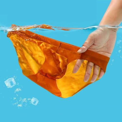 GAOGAO Cueca masculina curta Ice Silk Sexy Pounch Underwear Fitness Sport, Dourado, 29-32