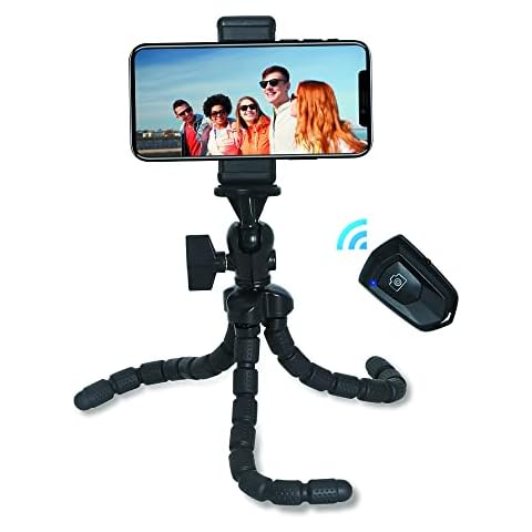 Phone Tripod, Tabletop Travel Portable and Flexible Camera Stand Holder with Wireless Remote and Universal Clip Cover