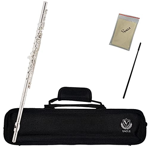 Kit Flauta Eagle FL03S Transversal Prateada Dó Com Estojo