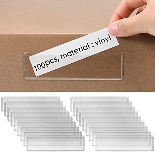 Porte-étiquettes adhésifs pour étagère de cuisine et dressing transparents 3,0 x 10,9 cm