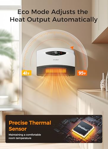 GiveBest Electric Wall Heater with WiFi and Remote Control, Floor or Wall Mounted Heater, Large Room Coverage, 3 Heating Modes, 1500W Fast Heating Space with Thermostat for Indoor Room Use