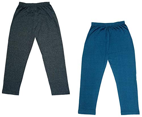Image of IndiWeaves Girls Super Soft Cotton Solid Capri Pants (Blue, Grey, 8-9 Years) Pack of 2
