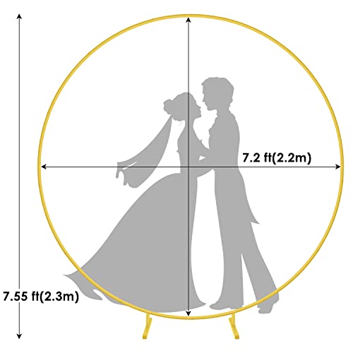 Xyadx 7.2 Ft (2.2M) Metal Round Balloon Arch Kit For Birthday Party Ceremony Baby Shower Decoration, Wedding Backdrop Circle Stand, Graduation Background - Yellow #TOP1