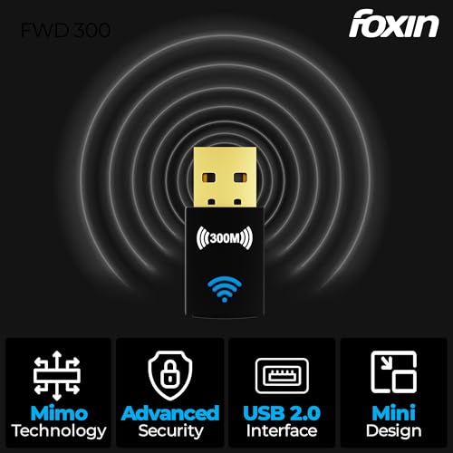 Image of Foxin Nano 300 mbps Wireless USB Wi-Fi Adapter for PC, Desktop, Laptop | Mini WiFi Dongle Compatible with Windows, Mac Os & Linux Kernel | Advanced Security WPA /WPA2 encryption Standards | 300 mbps