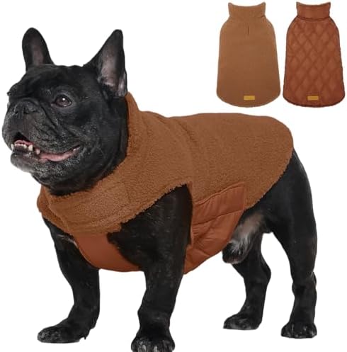 Kuoser Reversible Dog Coat – Warm Fleece & Quilted Waterproof Dog...