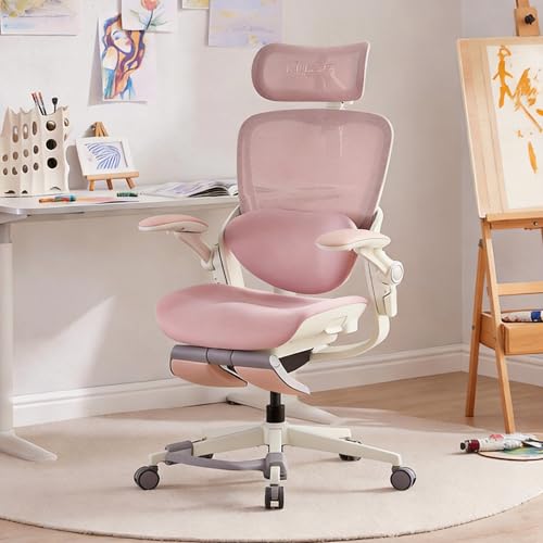 MUSSO E80 Muse FemmePosture ergonomiczne krzesło biurowe dla kobiet, nachylenie 135° i podparcie lędźwiowe 3D, zagłówek 4D 17 cm, wysuwany podnóżek, regulacja głębokości siedziska/wysokości