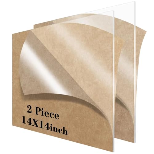 Image of Lesnlok 2 Pieces 14 x 14 Acrylic Sheet 1 /8 Thick 3mm Plexiglass Sheet,for Sign,Craft,Photo Frame, DIY Display Projects (2, 14 x 14 x 1 /8)