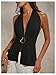 Verdusa Women's Tie Backless Halter Top Deep V Neck Y2k Clothes Sleeveless Fitted Sexy Going Out Tops Black Small