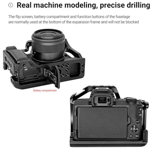 Image of Yantralay Lightweight Camera Cage for Can on R6 DSLR Camera | CNC Aluminum Rabbit Cage with Cold Shoe & 1 /4 inch 3 /8 inch Mounts | DSLR Accessories (Only Camera Rabbit Cage Included in Package)